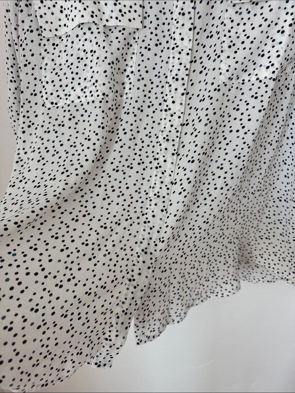 NWT LOFT White Black Polka Dot Career Office Utility Button Front Blouse XL - Picture 6 of 12